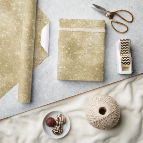 Glam Champagne Gold Glitzy Sparkle Wrapping Paper