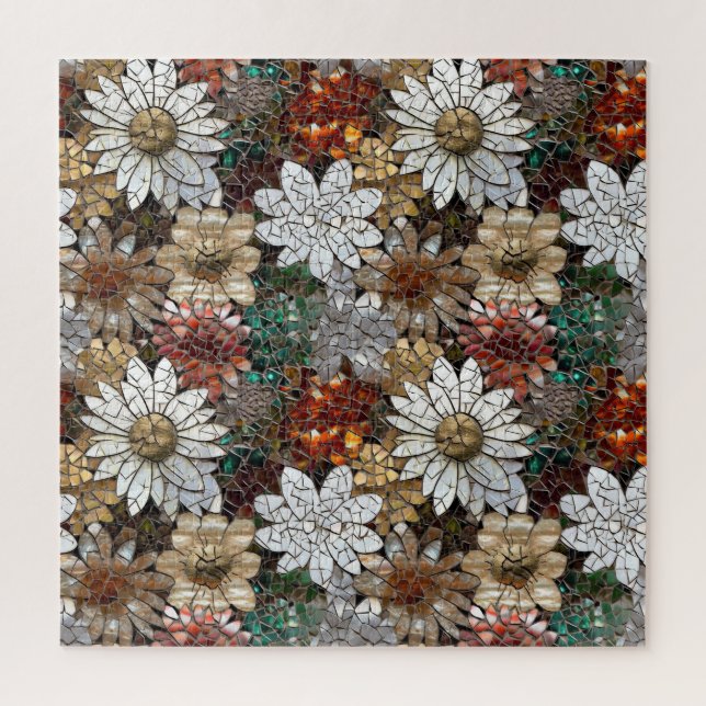 Glam Champagne Gold Red White Flowers Jigsaw Puzzle (Vertical)