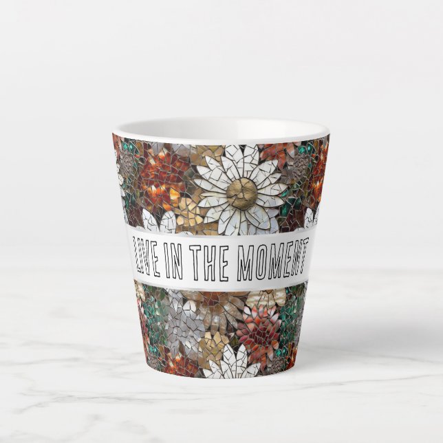 Glam Champagne Gold Red White Flowers Latte Mug (Front)