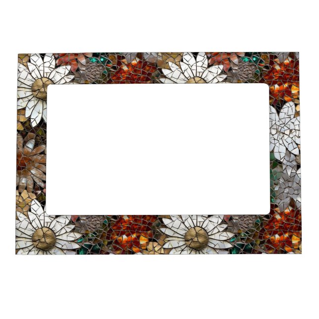 Glam Champagne Gold Red White Flowers Magnetic Frame (Front)
