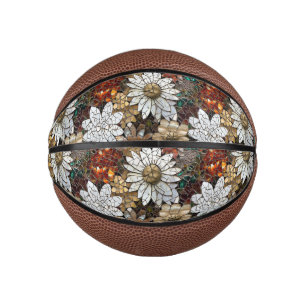 Glam Champagne Gold Red White Flowers Mini Basketball