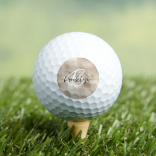 Glam Champagne Gold Script Monogram  Golf Balls