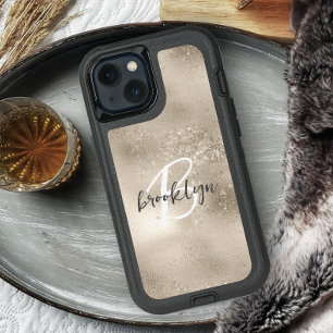 Glam Champagne Gold Trendy Script Monogram iPhone 16 Pro Case
