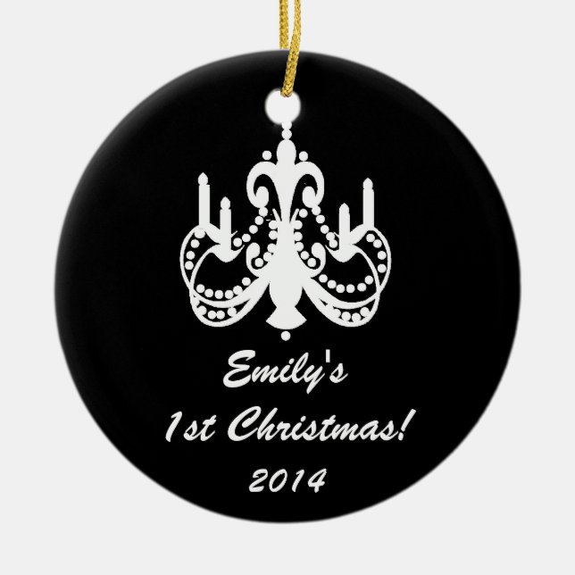 Glam Chandelier Chic Personalized Name Ornament (Front)
