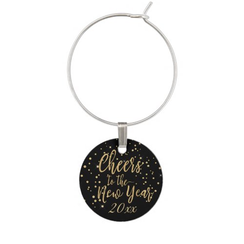 Glam Cheers to the New Year Gold Wine Charm