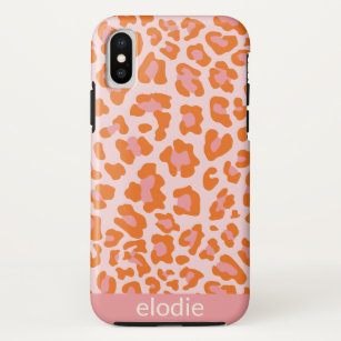 Glam Cheetah Print Pattern in Orange and Pink iPhone X Case