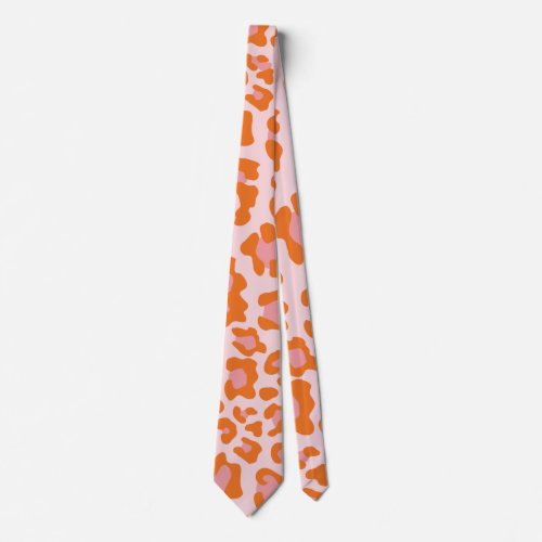 Glam Cheetah Print Pattern in Orange and Pink  Neck Tie