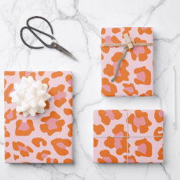 Glam Cheetah Print Pattern in Orange and Pink Wrapping Paper Sheets