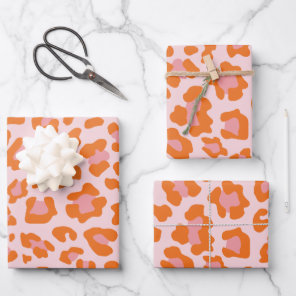 Glam Cheetah Print Pattern in Orange and Pink Wrapping Paper Sheets