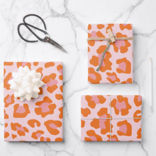 Andreya Orange and Red Wrapping Paper, Zazzle