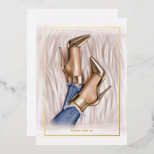 Glam Chic Fashion Show Foil Invitation (Front/Back)