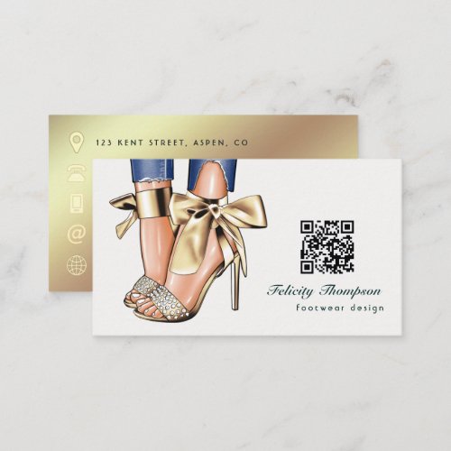 Glam Chic Gold Fashion Designer QR Code Business Card