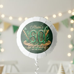Glam Chic Luxury Emerald Green Gold 60th Birthday Balloon