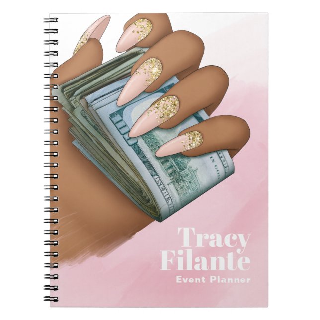 Glam Chic Pink and Gold Millionaire Mindset Notebook (Front)