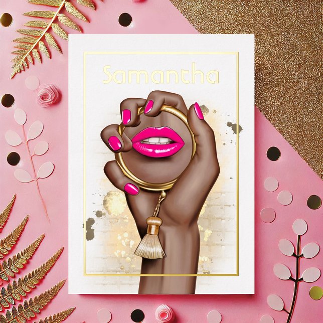 Glam Chic Pink and Gold Real Foil Birthday Foil Invitation (Glam Chic Pink and Gold Real Foil Birthday Foil Invitation)