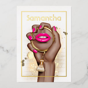 Glam Chic Pink and Gold Real Foil Birthday Invitation