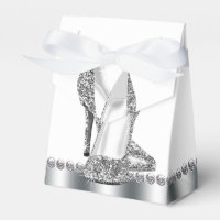 Glam Chic Silver Glitter High Heel Shoe