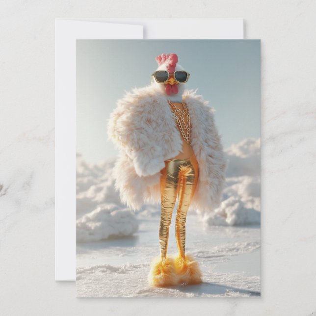 Glam Chicken on Ice Invitation (Front)