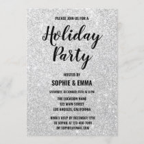 Glam Christmas Holiday Party Silver Glitter Bling Invitation