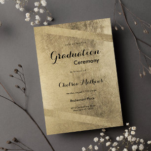 Glam classy luxury gold geometrical Graduation Invitation