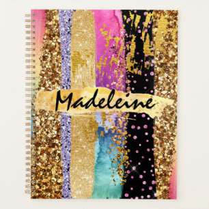 Glam colorful glitter rainbow DIY name Planner