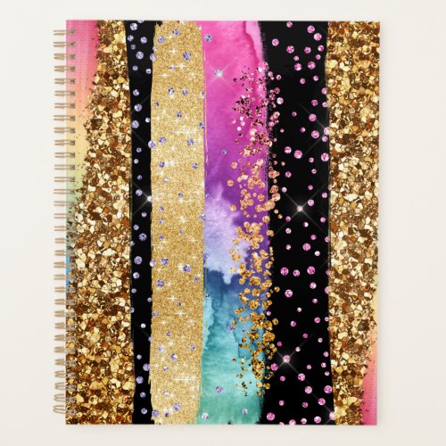 Glam colorful glitter rainbow sparkle chic planner