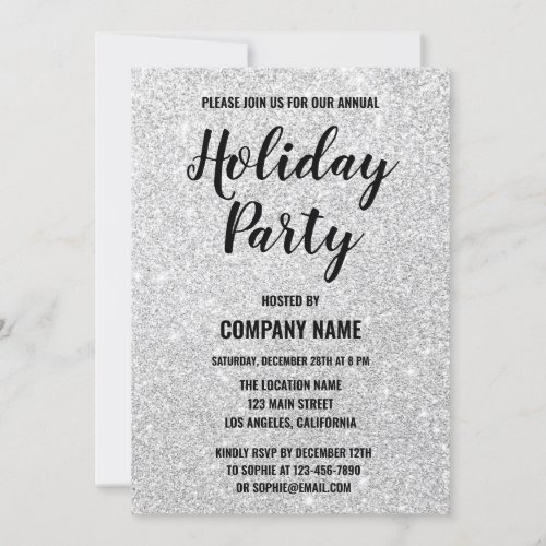 Glam Company Holiday Party Silver Glitter Sparkles Invitation