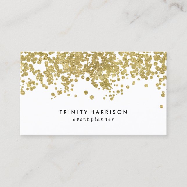 Glam Confetti | Chic Faux Gold Foil Business Card (Front)