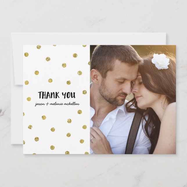 Glam Confetti | Faux Foil Wedding Thank You Card (Front)
