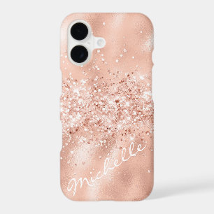 Glam Coral Pink Foil Confetti iPhone 17 Case