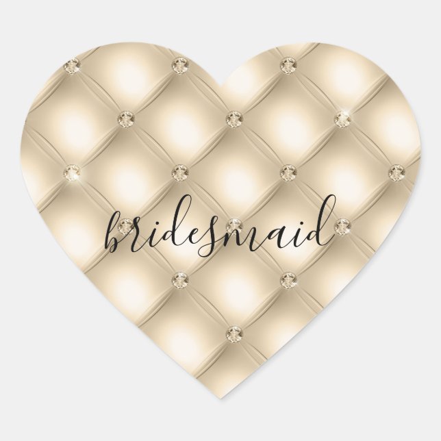 Glam Cream Champagne Diamond Heart Sticker (Front)
