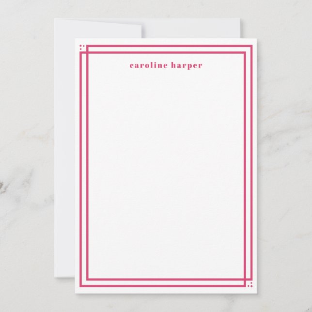 Glam Custom Name Pink Personalized Note Card (Front)