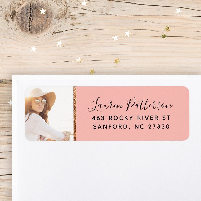 Glam Custom Photo Graduation Return Address Label (Creator Uploaded)