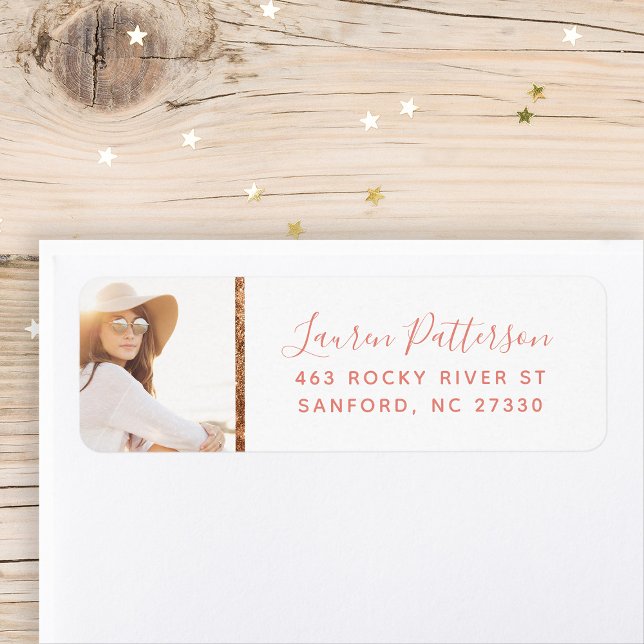 Glam Custom Photo Graduation Return Address Label (Creator Uploaded)