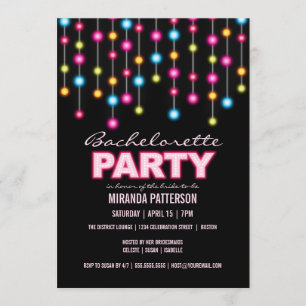 Glam Dance Lights Bachelorette Party Invitation