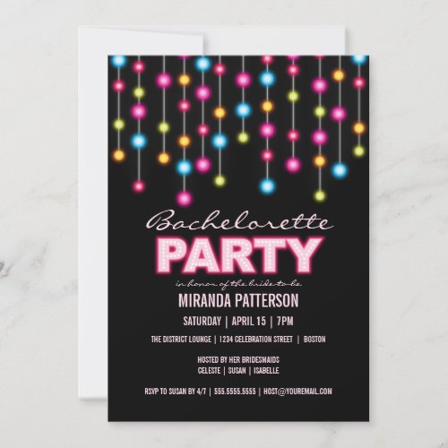 Glam Dance Lights Bachelorette Party Invitation
