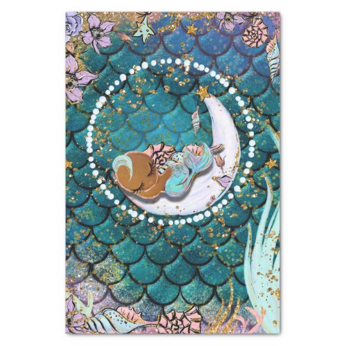 Glam Dark Mermaid Boy Baby Shower Birthday Party Tissue Paper