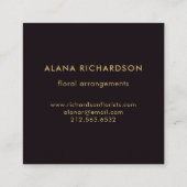 Glam Dark Purple and Faux Gold Look Square Business Card (Back)