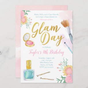 Glam Day Birthday Invitation Mani Pedi Spa Party