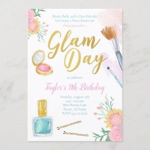 Glam Day Spa Party Birthday Invitation