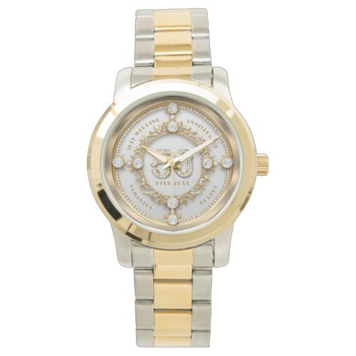 Glam Diamond  Gold Frame 50th Wedding Anniversary Watch