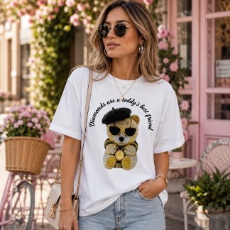 Glam Diamond Teddy Bear Fashion Women's T-Shirt Tri-Blend Shirt