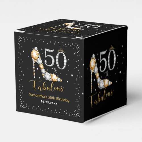 Glam Diamonds Fifty and Fabulous 50th Birthday Favor Boxes