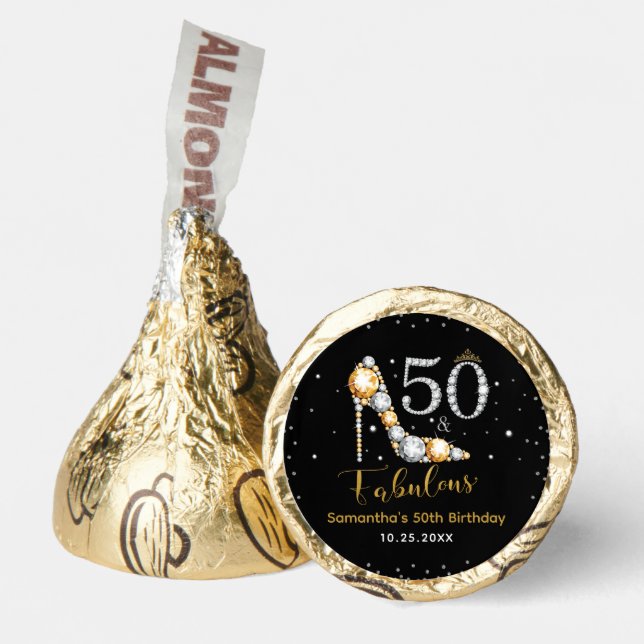 Glam Diamonds Fifty and Fabulous 50th Birthday Hershey®'s Kisses® (Front)