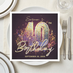 Glam Disco Ball Musical 40th Birthday Party Napkins