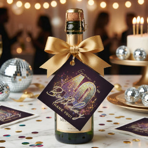 Glam Disco Ball Party 40th Birthday Thank You Favor Tags