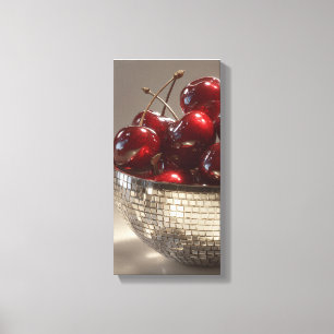 Glam Disco Bowl Cherries Still Life Pop Art  Canvas Print