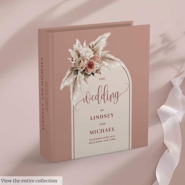 Glam Dusty Pink Pampas Grass Memory Album 3 Ring Binder (Glam Dusty Pink Pampas Grass Memory Album)