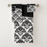 Classy Black and White Damask Bath Towel Set, Zazzle