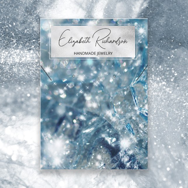 Glam Elegant Blue Crystal Diamond Jewelry Display Business Card (Creator Uploaded)
